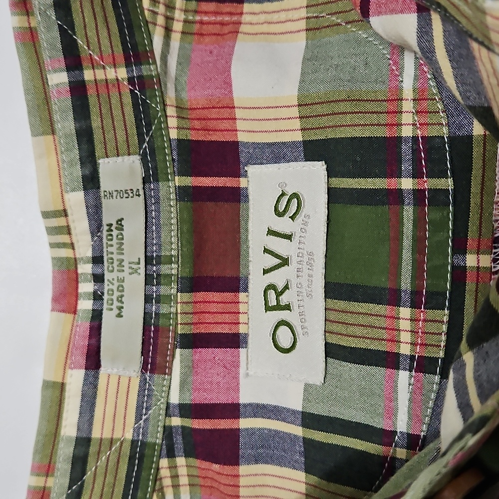 Orvis Sporting Traditions Short Sleeve Green Plaid Two Pocket Shirt Sze XL #1057 - Picture 4 of 16
